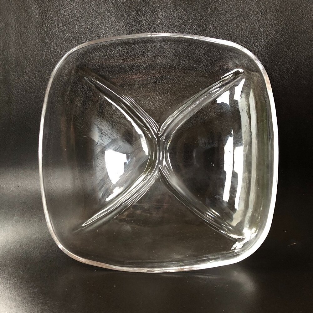 Vintage Crystal heavy Square Snack dish-Caldier Italy-8.5"